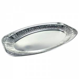 bandeja de aluminio ovalada para degustación de alimentos de 44x29cm