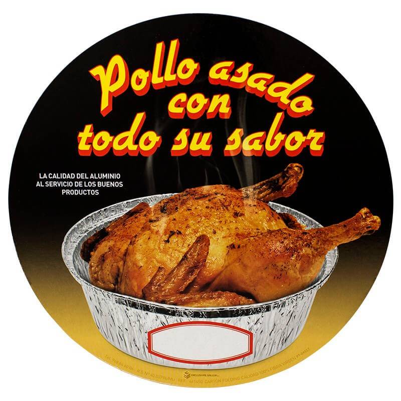 tapadera de cartón para envase de pollo asado