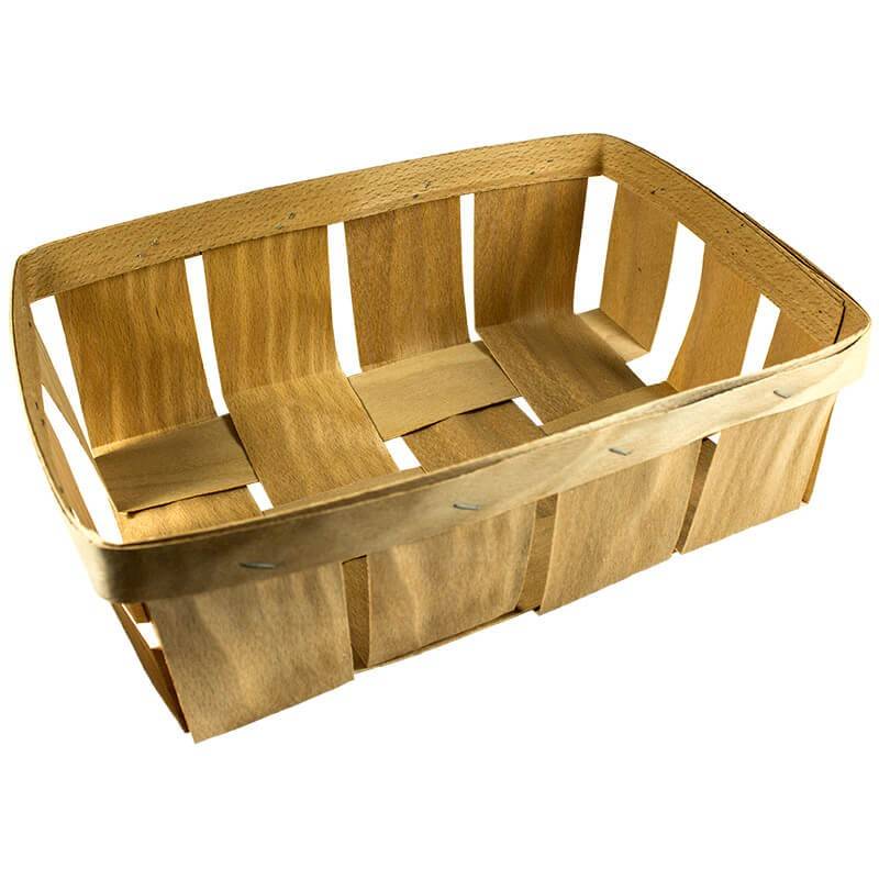 cesta de madera cosida rectangular.