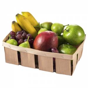 cesta de madera con fruta
