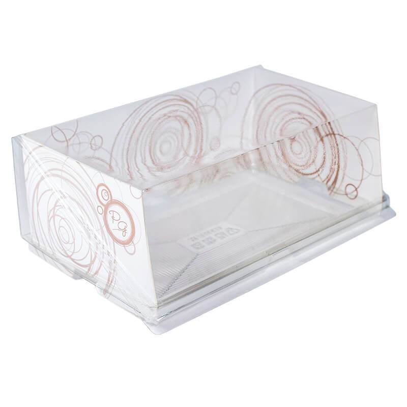 caja blanca con cierre de bisagra y estructura de carton