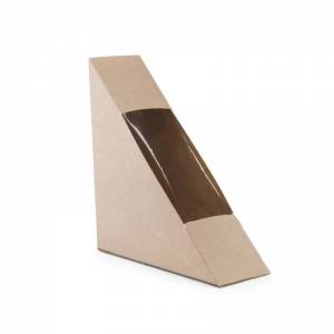 triangulo de cartón con ventana para envasar sandwich