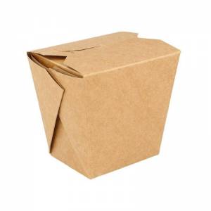 cubo de cartón kraft con cierre de pestañas para comida oriental