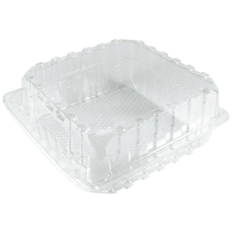 envase de plástico con tapa bisagra para bollería transparente de 19x19x8cm. Referencia: c19198x