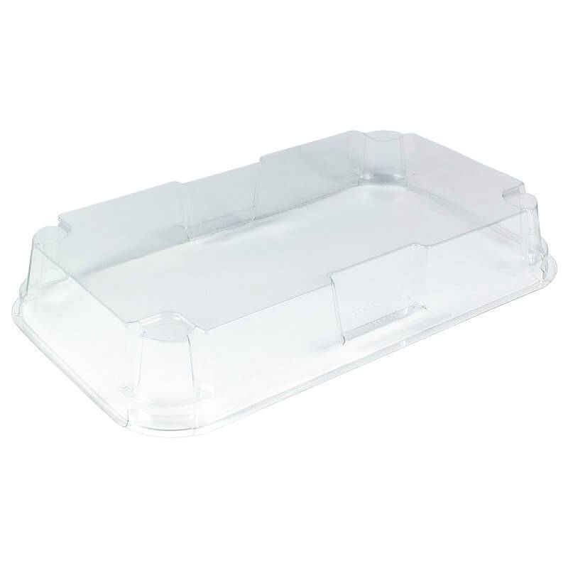 tapadera de pet transparente lisa para tarta  rectangular de 3cm de altura