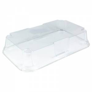 tapadera de pet transparente lisa para tarta  rectangular de 4cm de altura