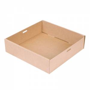 caja cuadrada de cartón kraft natural ideal para catering y take away
