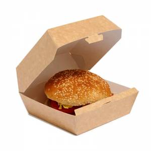 concha para hamburguesa de cartón kraft con alimentos