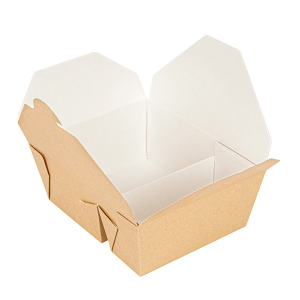 caja de cartón con dos compartimentos para take away