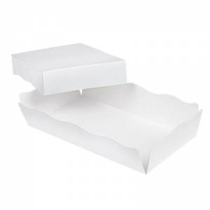 caja presentación en blanco para pastelería, con base desplegable.